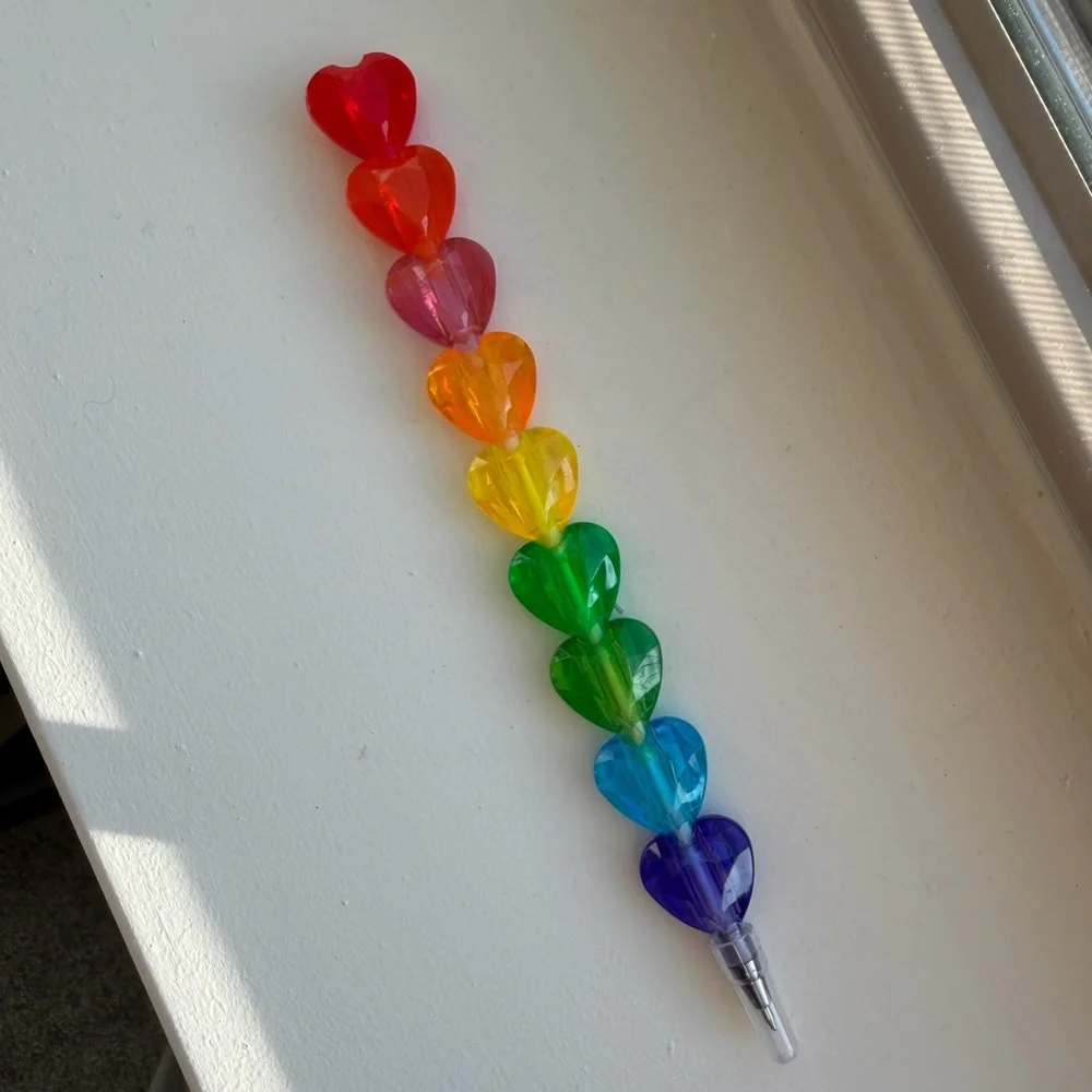 Rainbow Heart Stackable Pen Colorful Cute Novelty Stationery Retro Y2K Gift